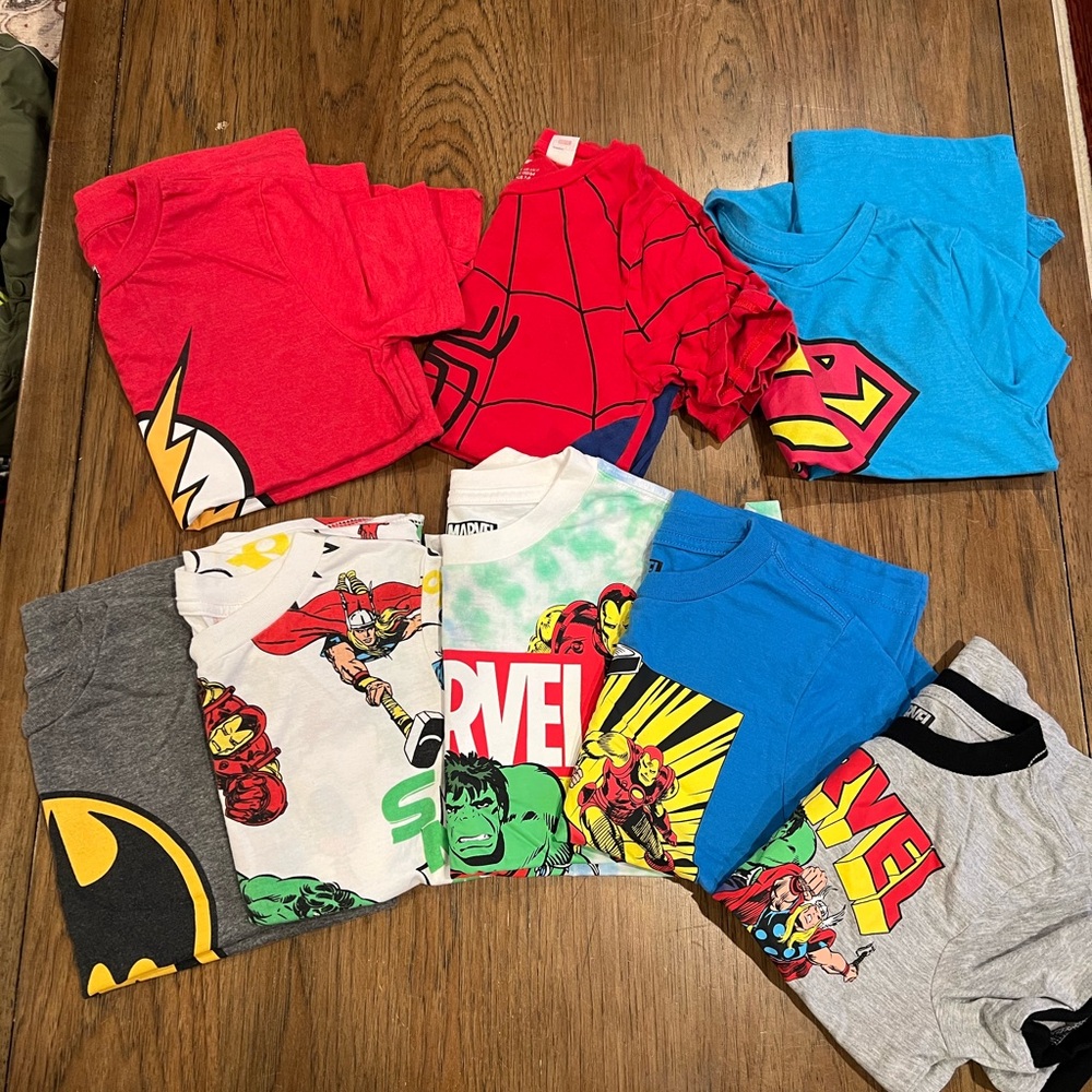 Set of 8 Superhero Graphic T-Shirts Bundle